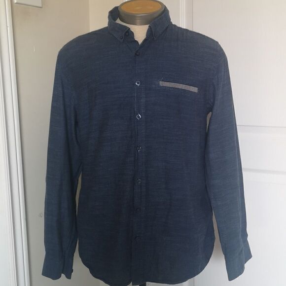 Koton Men Slim Fit Button Down Casual Shirt XL Blue - Picture 1 of 16
